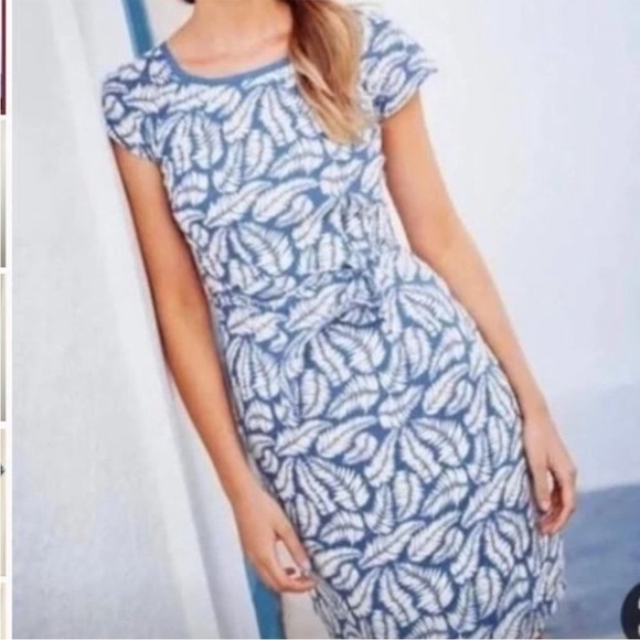 Boden Leaf Print Easy Day Dress 12L Long - Picture 1 of 14